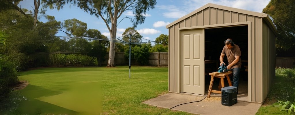 Australian shed woodworking with EcoFlow portable power station
