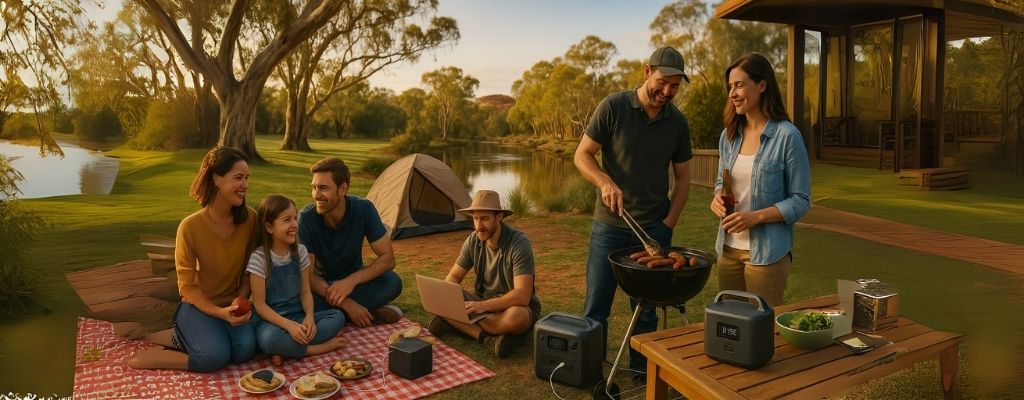 Australians using portable power stations in budget-friendly outdoor scenes
