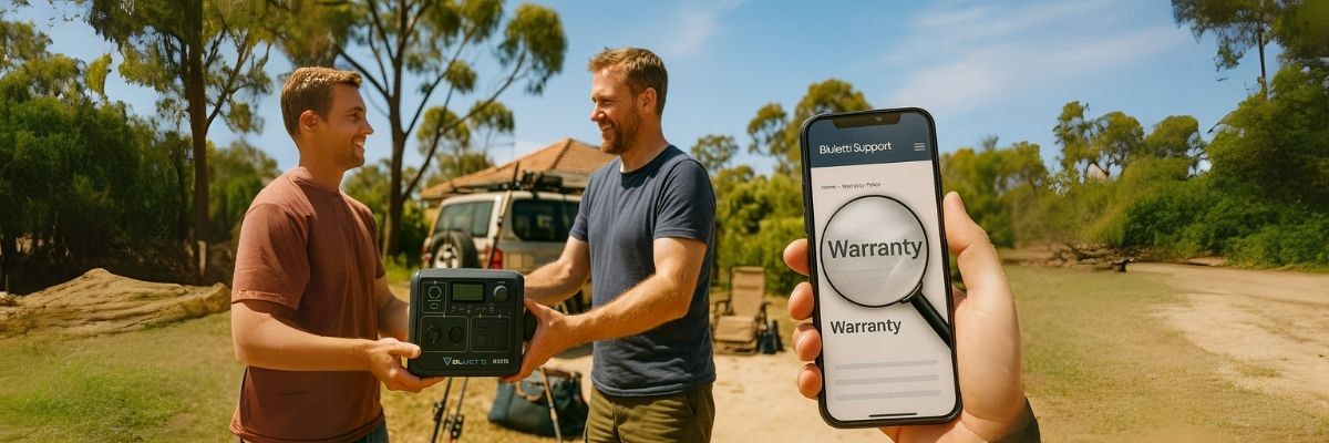 Bluetti EB70S sale with warranty check via phone in Aussie driveway