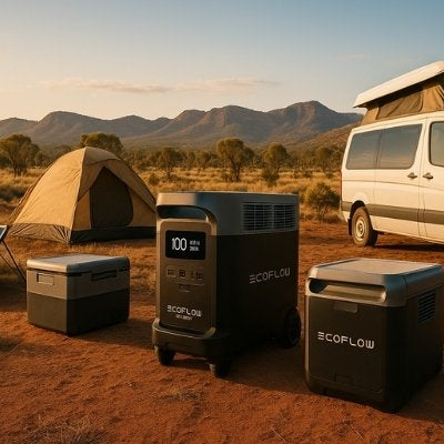 EcoFlow portable power station with solar and camper in Australia