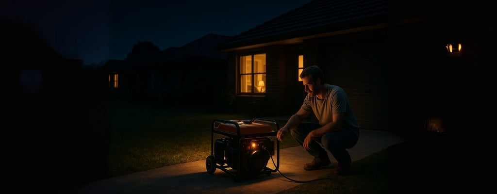 suburban-power-outage-generator-lighting-home-man-checking-unit