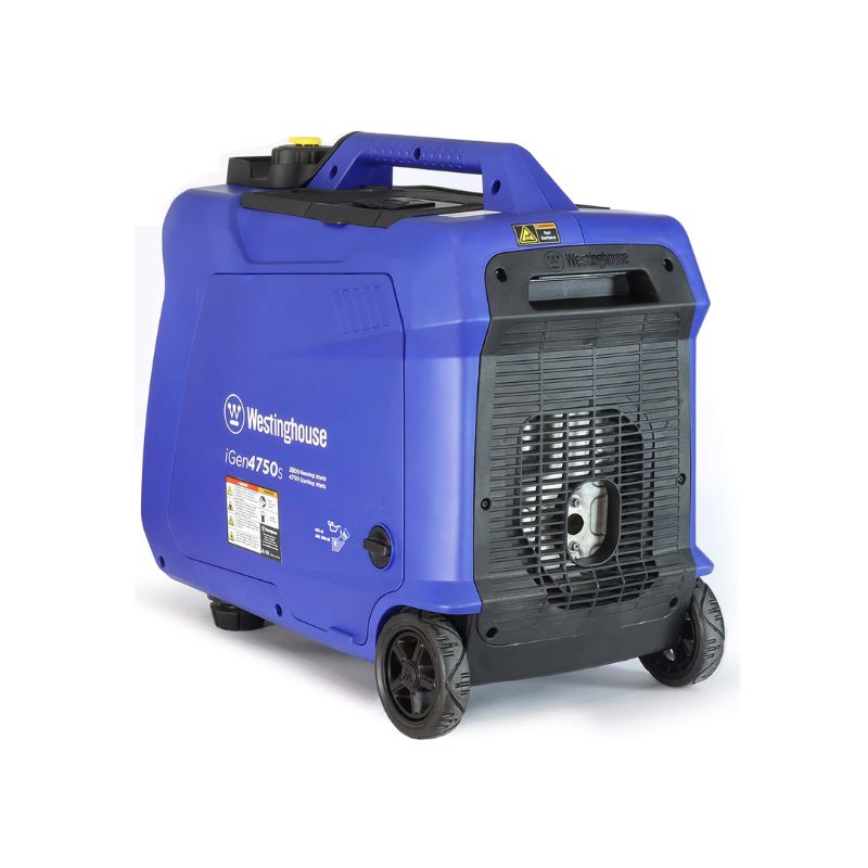 Rear side of Westinghouse iGen4750s inverter generator showing vent and side panel