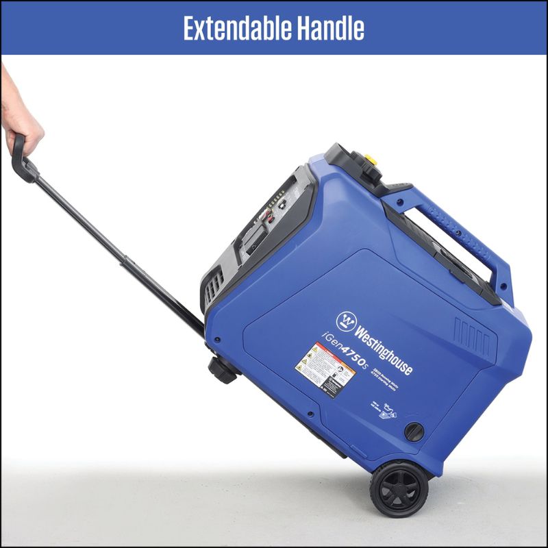 Westinghouse iGen4750s being wheeled with its built-in extendable handle