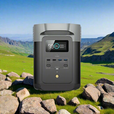 EcoFlow DELTA 2 front view showing display and ports.