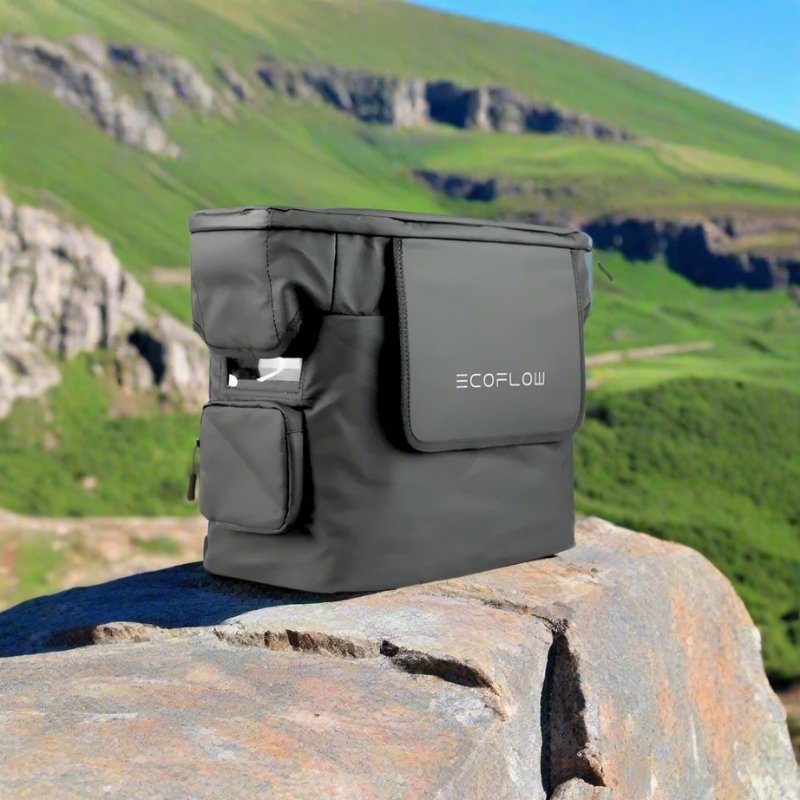EcoFlow Delta 2 bag with clear screen side view.