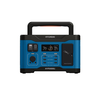 Hyundai HYPS1000Li standing front view with controls and outlets