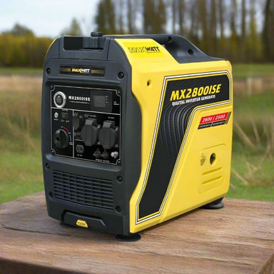 Maxwatt MX2800iSE inverter generator angled right side showing socket panel