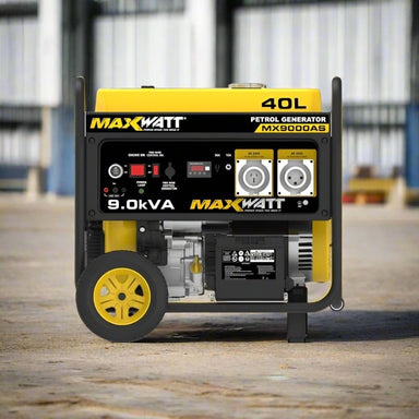 MaxWatt MX9000AS petrol generator front view with electric start.