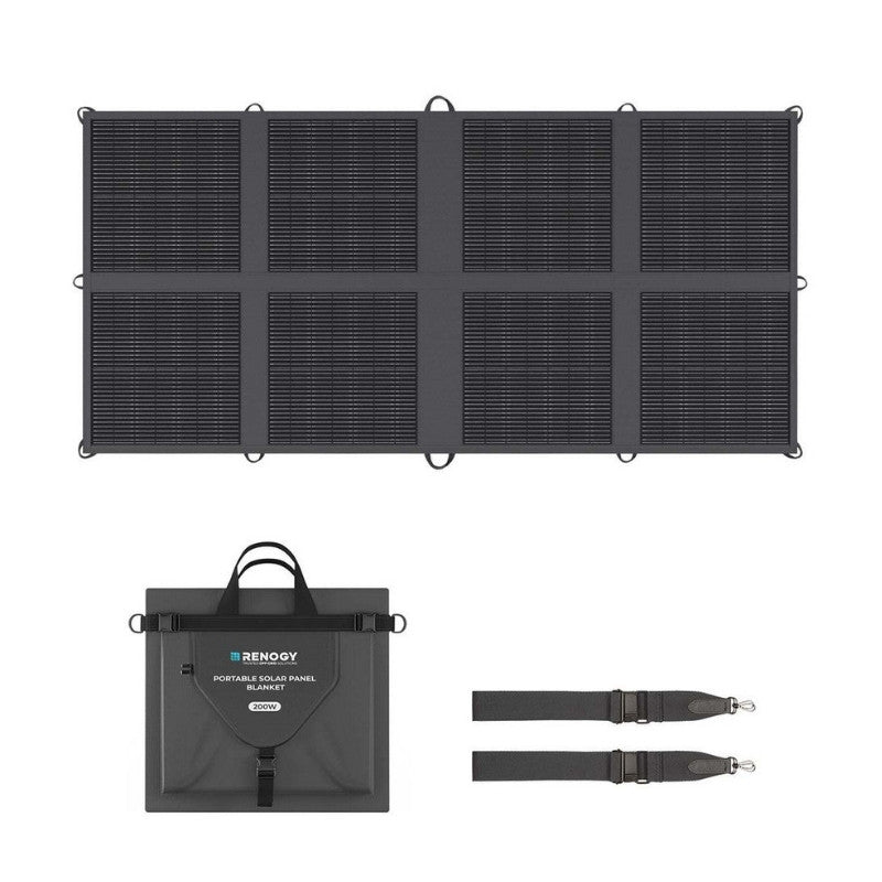 Renogy 200W solar blanket kit including folded case and detachable straps