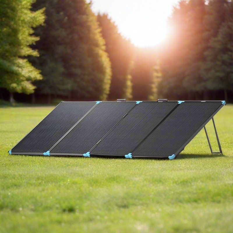 Renogy 220W solar panel in suitcase-style fold-out design.