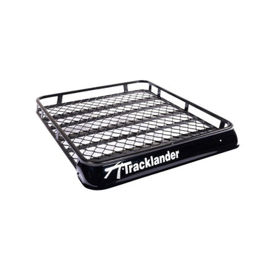 Angled shot of Tracklander TLRAL14 roof basket with welded mesh and powder-coated finish
