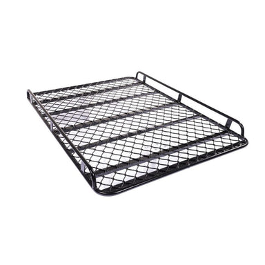 Wide view of TLRAL18OE tradie basket rack highlighting open-end access and support bars