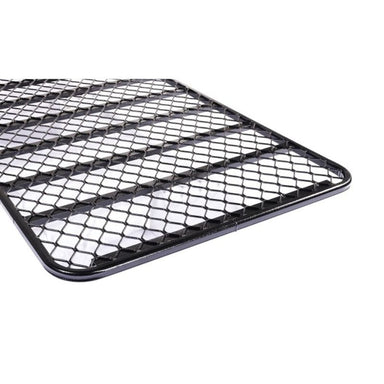 Edge detail of Tracklander TLRAL22FT flat rack showing smooth corners and mesh finish