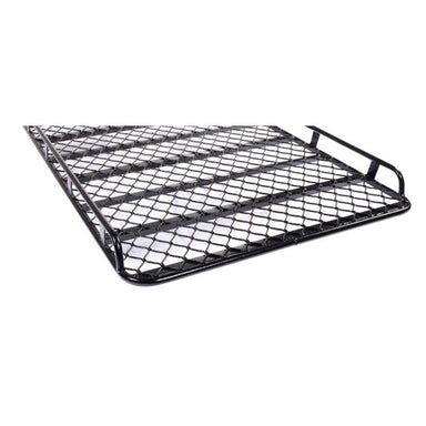 Close side angle of Tracklander TLRAL22OE open-end rack highlighting crossbar layout and build