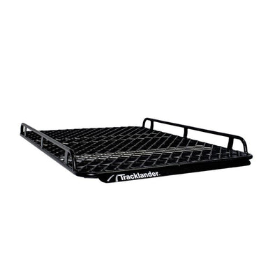 Angled view of Tracklander TLRAL28TCOE Roof Rack highlighting open-ended design and durable build