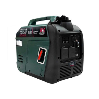 Front panel of Welling & Crossley 3200W inverter generator with dual outlets