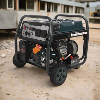 Portable 3750W generator front-right angle view with steel frame