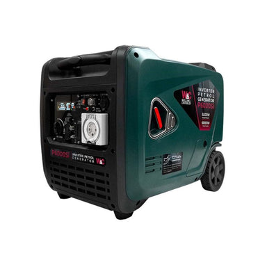 Angled shot of Welling & Crossley 6000W inverter generator with handle and ports