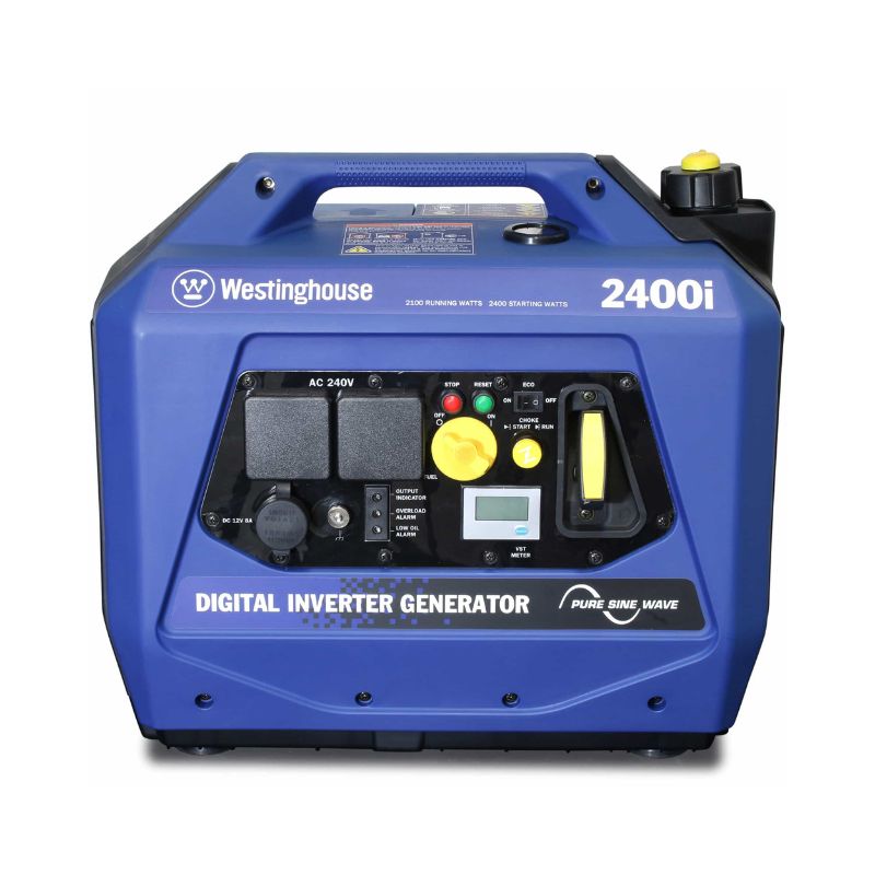 Digital control panel of Westinghouse 2400i inverter generator with pure sine wave label
