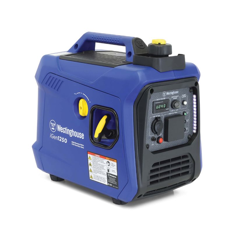 Side view of the iGen1250 highlighting yellow recoil start handle and side sticker details