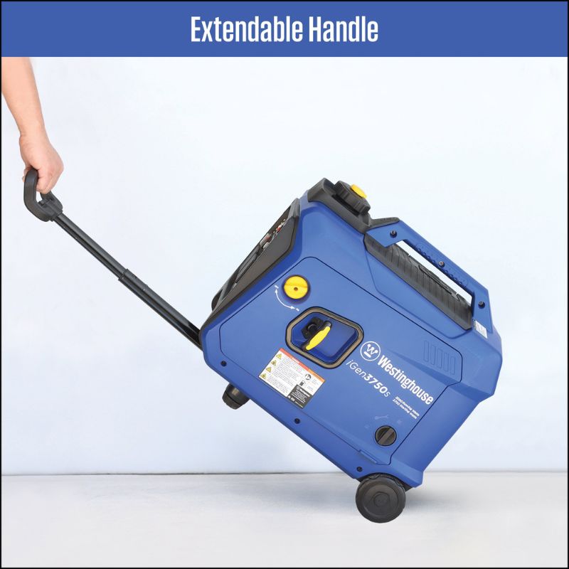 Westinghouse iGen3750s being pulled using its extendable handle for portability