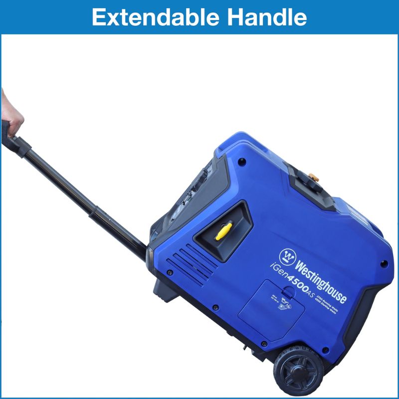 Westinghouse iGen4500AS being pulled by its extendable luggage-style handle.