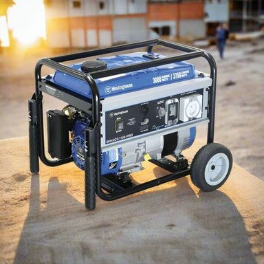 Westinghouse WHXC3750 pro generator at construction site, right side angle view
