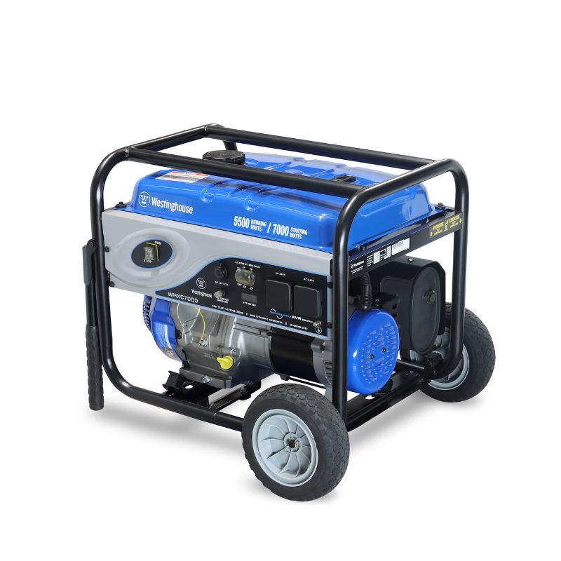 Front view of the Westinghouse WHXC7000 showing power outlets and control panel