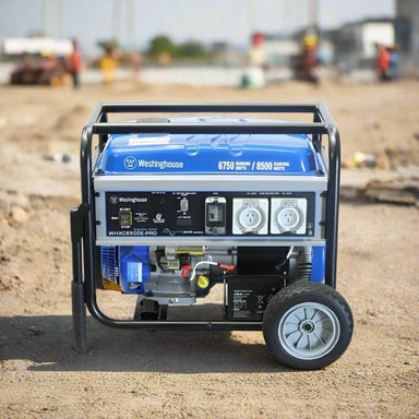 Westinghouse WHXC8500E pro generator with 6500W output, front-facing view on job site