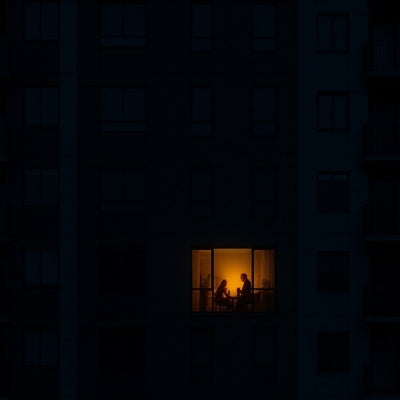A modern Australian apartment lit during blackout, portable power implied