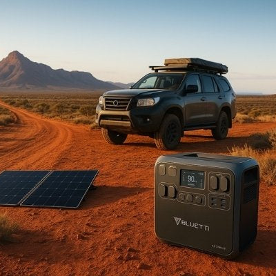 Australian overland power station 4WD adventure panoramic view