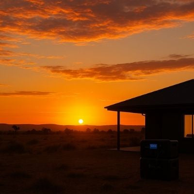 Modern Australian home powered by Bluetti at sunset
