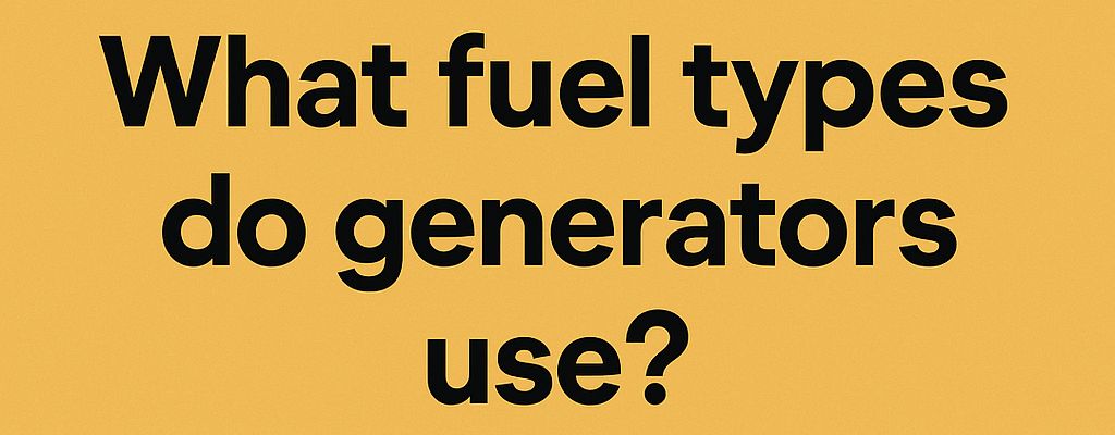 illustration of various generator fuel types including petrol, diesel, LPG, and natural gas in a clean minimalistic style