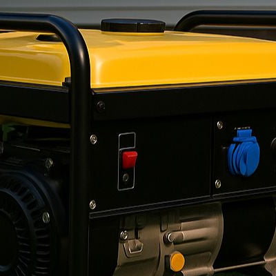 Standby generator powering a suburban Australian home at dusk