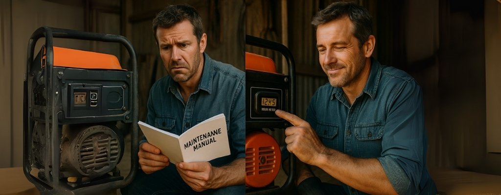 Australian man generator hour meter before after comparison