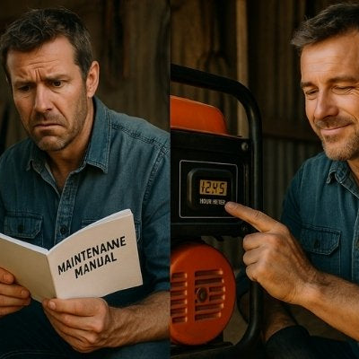 Australian man generator hour meter before after comparison