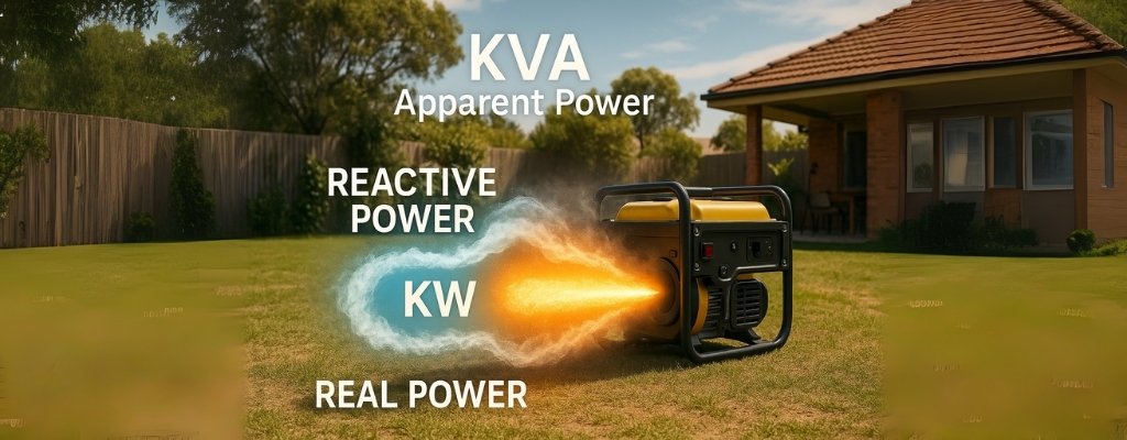 Conceptual generator diagram showing kva kw and reactive power flow