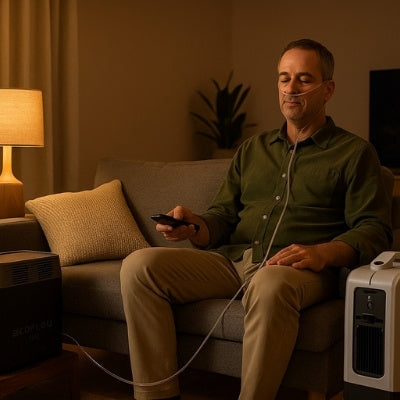 Australian living room with oxygen concentrator powered by EcoFlow DELTA 1300