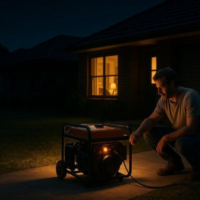 suburban-power-outage-generator-lighting-home-man-checking-unit