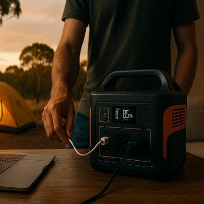 Versatile portable power station in Australian camp-to-home setup