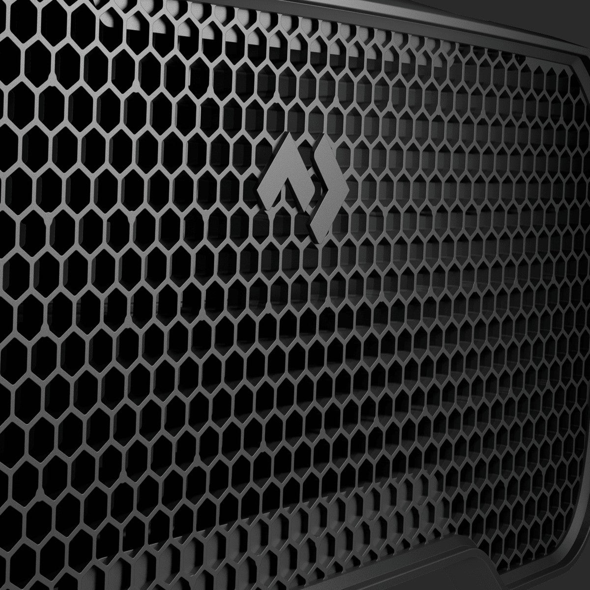 Black honeycomb mesh dust filter panel with the Dometic logo