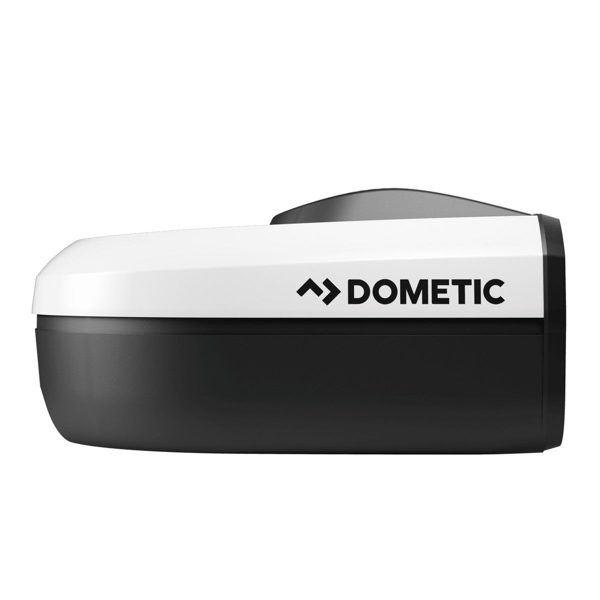 Side view of the Dust Reduction System housing with Dometic branding