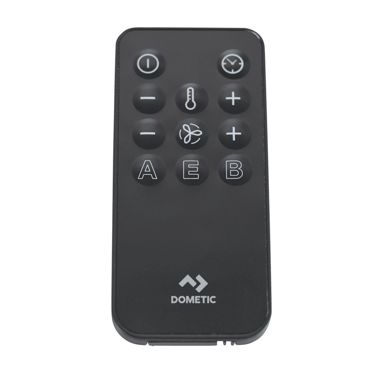 Black Dometic handheld remote with fan, temperature and mode buttons