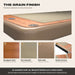 Grain finish materials: woodgrain deck, diamond non-slip pads, tan PVC side walls and rubber bumper