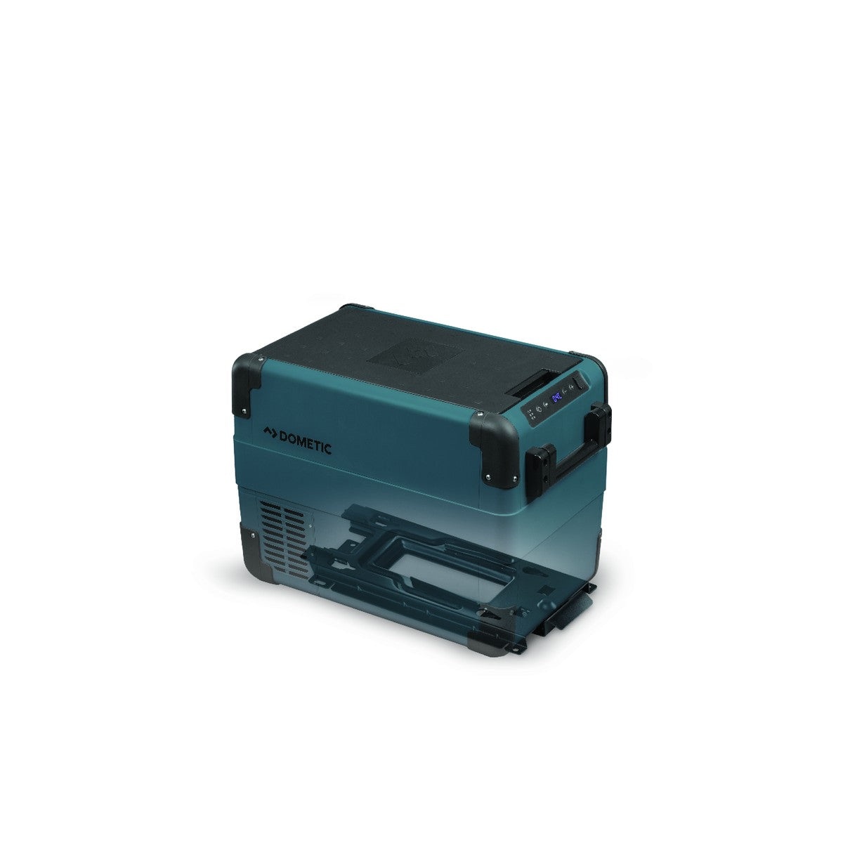Dometic CFX2 28 at a low three quarter angle showing the moulded corner bumpers