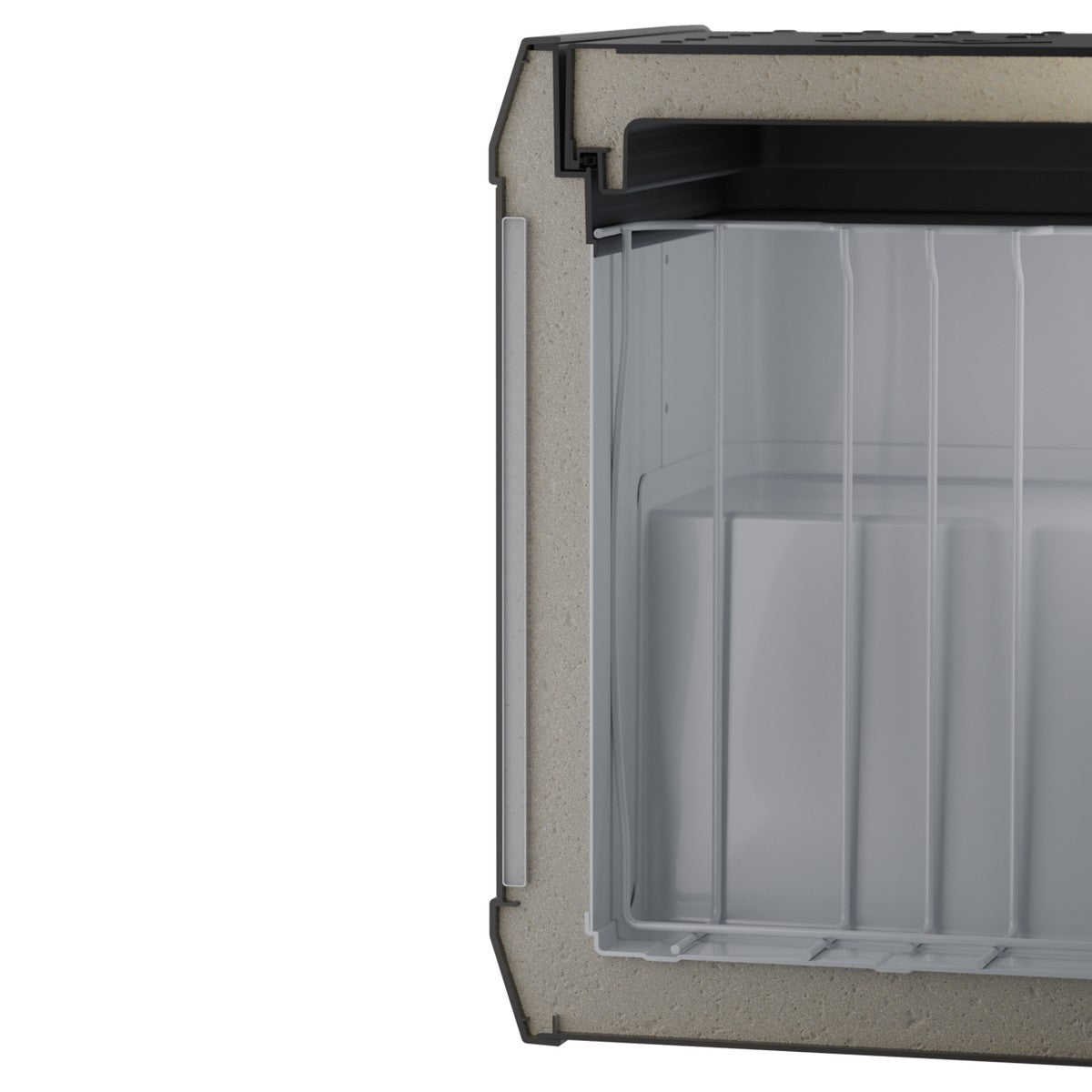 Cutaway of the Dometic CFX5 45 showing the insulated cabinet wall and the interior lining