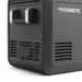Rear corner of the Dometic CFX5 25 showing the ventilation grille and the 12 volt and mains sockets