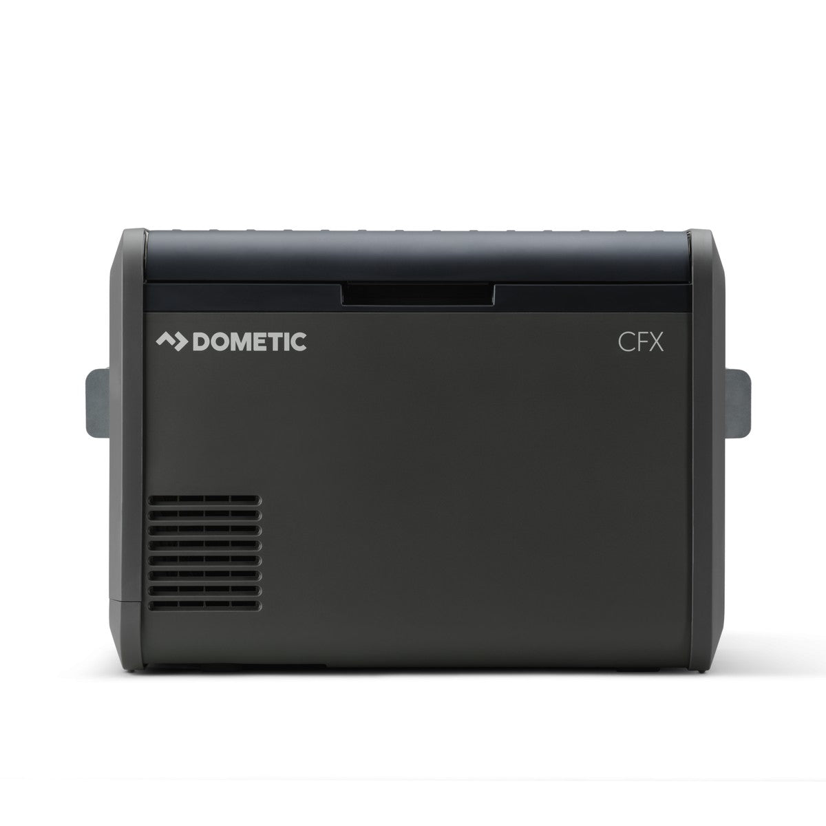 Dometic CFX5 55 seen square on from the long side with the handles folded flat