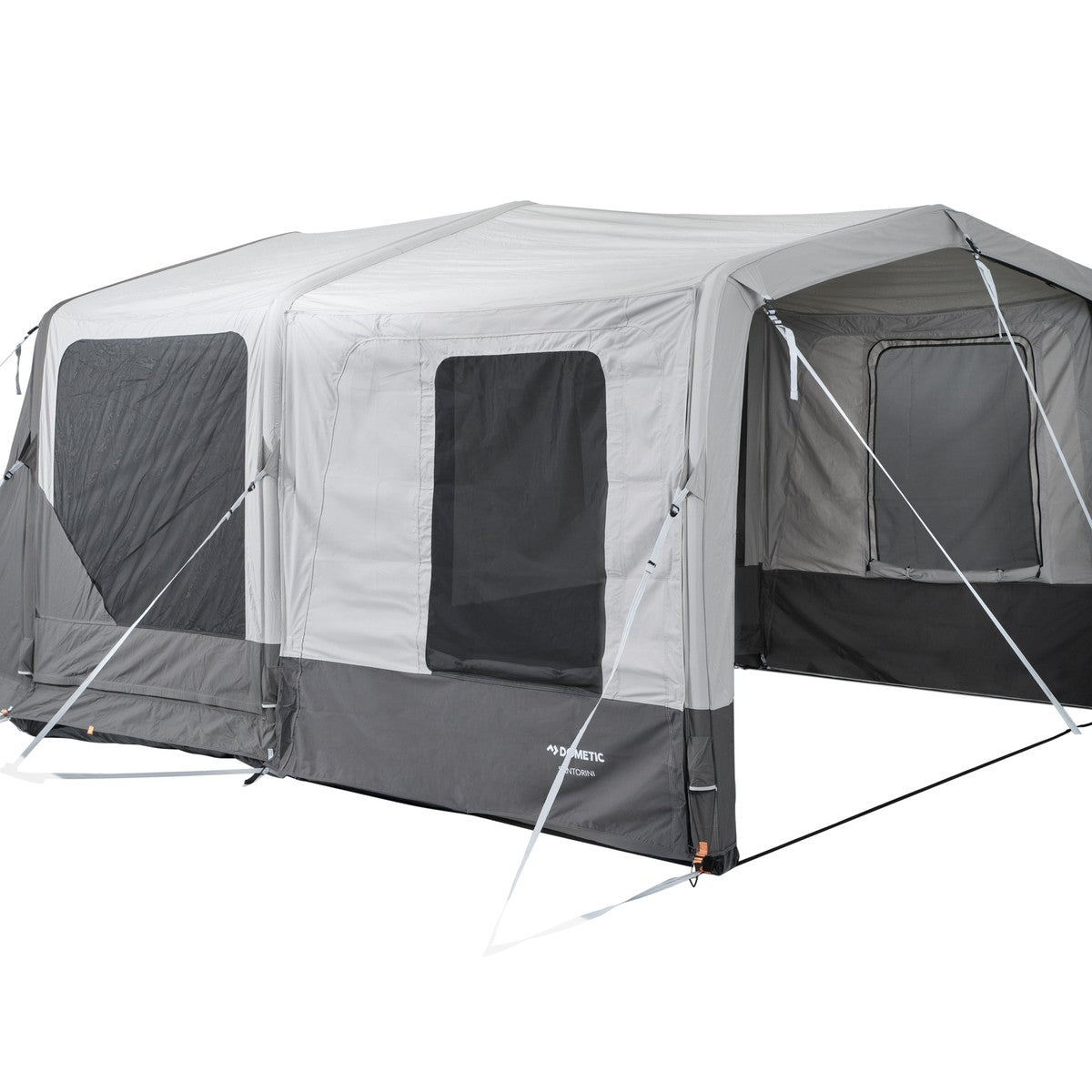 Santorini tent with the sidewall panels fitted along the awning