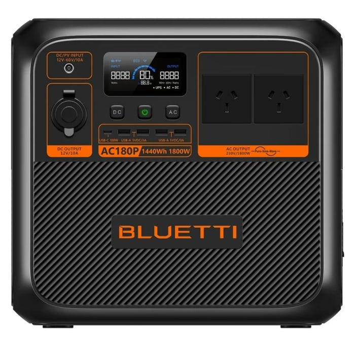 BLUETTI AC180P Portable Power Station front view.